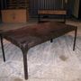 Tables Salle à Manger - Table de repas industrielle, métal noir martelé, 180 cm - JP2B DECORATION