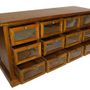 Sideboards - Glass-front chest of drawers, aged wood, 12 drawers, rustic design - JP2B DECORATION