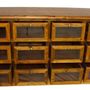 Sideboards - Glass-front chest of drawers, aged wood, 12 drawers, rustic design - JP2B DECORATION