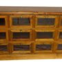 Sideboards - Glass-front chest of drawers, aged wood, 12 drawers, rustic design - JP2B DECORATION