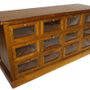 Sideboards - Glass-front chest of drawers, aged wood, 12 drawers, rustic design - JP2B DECORATION