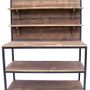 Shelves - Industrial workbench console, 4 shelves, wood and metal - JP2B DECORATION