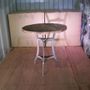 Dining Tables - Industrial side table in iron and recycled wood, rustic design, 65 cm - JP2B DECORATION