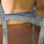 Dining Tables - Industrial side table in iron and recycled wood, rustic design, 65 cm - JP2B DECORATION