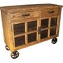 Buffets - Bas de buffet en bois recyclé sur roulettes, 2 tiroirs, design industriel - JP2B DECORATION