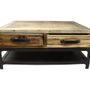 Coffee tables - Mini industrial coffee table, aged wood and metal, 100 cm - JP2B DECORATION