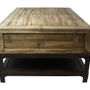 Coffee tables - Mini industrial coffee table, aged wood and metal, 100 cm - JP2B DECORATION