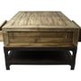 Coffee tables - Mini industrial coffee table, aged wood and metal, 100 cm - JP2B DECORATION