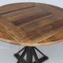 Dining Tables - Industrial side table in metal and recycled wood, 100 cm - JP2B DECORATION