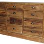 Sideboards - Recycled wood sideboard, 12 drawers, rustic design - JP2B DECORATION