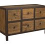 Chests of drawers - Industrial chest of drawers, 6 drawers, wood and metal, robust design - JP2B DECORATION