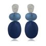 Bijoux - «Murmures de la Mer» Boucles d'Oreilles Pebble Harmony en Cuir Bleu. - 7PM LEATHER JEWELS