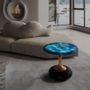 Coffee tables - Hand drawn translucent stone tea table - JADEL