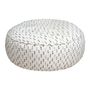 Outdoor space equipments - XXL round removable cover pouf in white multi-color hair fabric - MX HOME