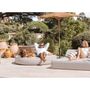Equipements espace extérieur - Lit bain de soleil extérieur en mousse rond effet lin - MX HOME