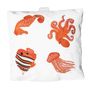 Outdoor decorative accessories - White outdoor cushion with orange fish embroidery - MX HOME