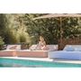 Equipements espace extérieur - Lit bain de soleil extérieur en mousse 1 place blanc a motif bleu - MX HOME