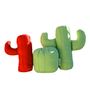 Outdoor decorative accessories - Set of 3 green and red cactus outdoor cushions - MX HOME