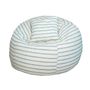 Chaises de jardin - Pouf déhoussable en lin rayé bleu - MX HOME