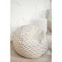 Chaises de jardin - Pouf déhoussable tissu blanc poils multi couleur - MX HOME