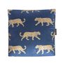 Accessoires de déco extérieure - Coussin en coton bleu cyan motif tigre or - MX HOME