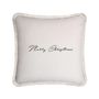 Other Christmas decorations - Christmas Happy Pillow Velvet White With White Fringes - LO DECOR