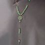 Jewelry - Large Cross Necklace with Chrysoprase and Charm "Byzantium" - WAGNER ARTE