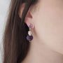 Bijoux - Boucles d'oreilles tête de mort en argent avec améthyste "En fleur" - WAGNER ARTE