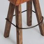 Stools - Brown leather stool 43x34x75 cm - VICAL