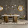 Tables Salle à Manger - Table salon en marbre blanc en 200x100x76 cm - VICAL