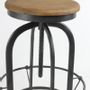 Stools for hospitalities & contracts - Industrial bar stool in mango wood and metal, adjustable seat - JP2B DECORATION