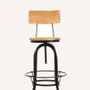 Stools for hospitalities & contracts - Industrial bar stool in mango wood and metal, adjustable seat - JP2B DECORATION