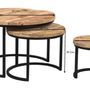 Tables basses - Set de 3 tables basses gigognes en bois de manguier et fer, style industriel - JP2B DECORATION