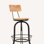 Stools for hospitalities & contracts - Industrial bar stool in mango wood and metal, adjustable seat - JP2B DECORATION