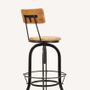 Stools for hospitalities & contracts - Industrial bar stool in mango wood and metal, adjustable seat - JP2B DECORATION