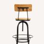 Stools for hospitalities & contracts - Industrial bar stool in mango wood and metal, adjustable seat - JP2B DECORATION