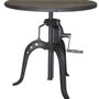 Dining Tables - Industrial pedestal table ø60 in mango wood and metal, adjustable height - JP2B DECORATION