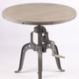 Dining Tables - Industrial pedestal table ø60 in mango wood and metal, adjustable height - JP2B DECORATION