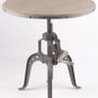 Dining Tables - Industrial pedestal table ø60 in mango wood and metal, adjustable height - JP2B DECORATION