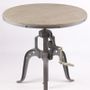 Dining Tables - Industrial pedestal table ø90 in mango wood and metal, adjustable height - JP2B DECORATION