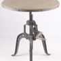 Dining Tables - Industrial pedestal table ø90 in mango wood and metal, adjustable height - JP2B DECORATION
