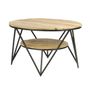 Coffee tables - Industrial coffee table in mango wood and iron, 90x90 cm with shelf - JP2B DECORATION