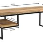 Tables basses - Table basse industrielle en bois de manguier et fer, 120x55 cm, 1 étagère - JP2B DECORATION