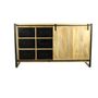 Buffets - Bas de buffet bois et fer, porte coulissante, 6 tiroirs - JP2B DECORATION