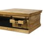 Coffee tables - Industrial coffee table in wood and iron, 90x90 cm, sliding door, 4 drawers - JP2B DECORATION