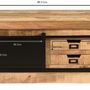 Coffee tables - Industrial coffee table in wood and iron, 90x90 cm, sliding door, 4 drawers - JP2B DECORATION