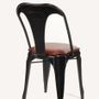 Chaises de jardin - Chaise industrielle en métal noir avec coussin en cuir de chèvre, 84 cm - JP2B DECORATION