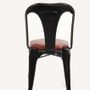 Chaises de jardin - Chaise industrielle en métal noir avec coussin en cuir de chèvre, 84 cm - JP2B DECORATION