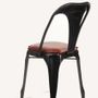 Chaises de jardin - Chaise industrielle en métal noir avec coussin en cuir de chèvre, 84 cm - JP2B DECORATION