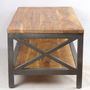 Tables basses - Table basse industrielle en bois d'acacia et métal, 120 cm - JP2B DECORATION